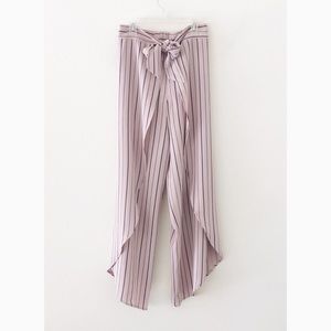 striped tulip leg high waist crop pants